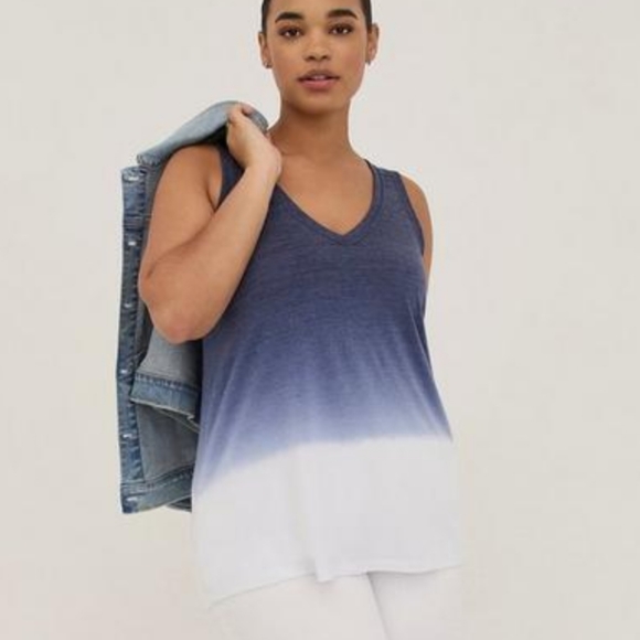 Torrid Tank Top Classic Fit Blue White Ombre Jersey Knit Plus Size 2X 18/20 NWOT - Picture 1 of 11